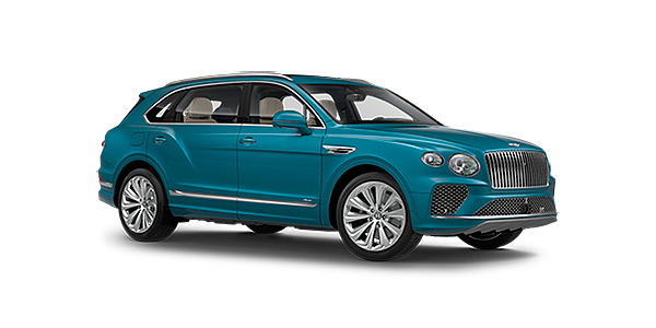 Bentley Macau Bentley Bentayga EWB Azure front side angled view in Topaz blue coloured exterior. 
