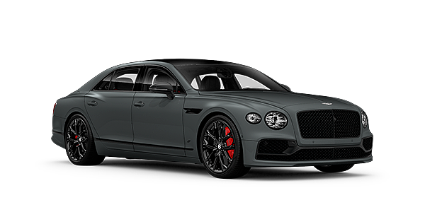 Bentley Macau Bentley Flying Spur S front side angled view in Cambrian Grey coloured exterior. 