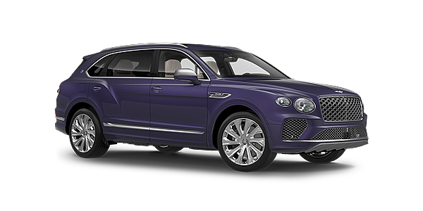 Bentley Macau Bentayga Extended Wheelbase Mulliner luxury SUV front three quarter in Tanzanite Purple paint