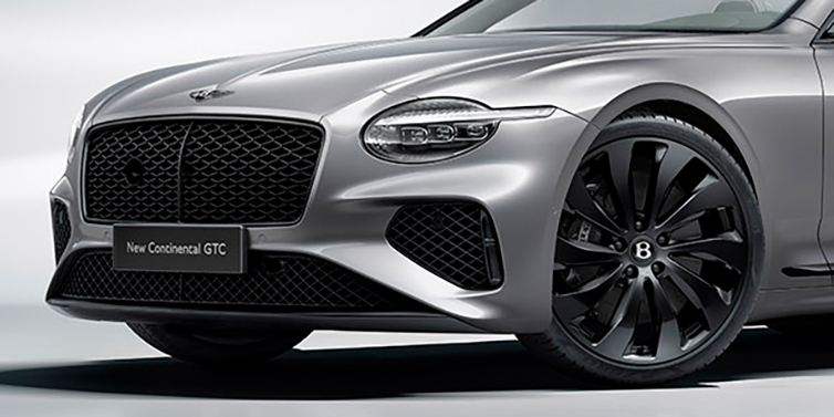 Bentley Macau New Bentley Continental GTC bonnet in Silverlake paint and Black Specification, featuring black 22 inch ten spoke wheels and black matrix grille and exterior finishes